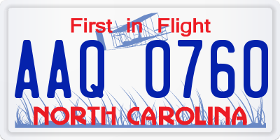 NC license plate AAQ0760