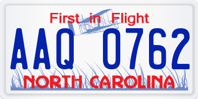 NC license plate AAQ0762