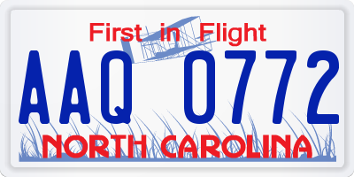 NC license plate AAQ0772