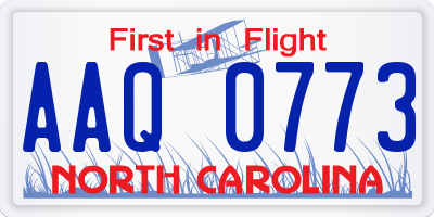 NC license plate AAQ0773