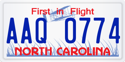 NC license plate AAQ0774