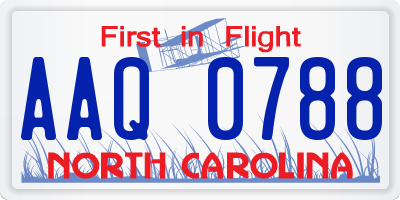 NC license plate AAQ0788