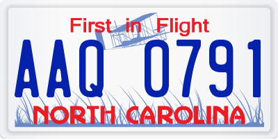NC license plate AAQ0791