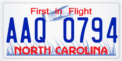 NC license plate AAQ0794