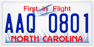 NC license plate AAQ0801