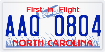 NC license plate AAQ0804