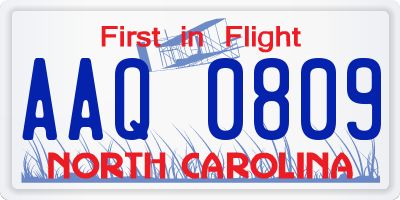 NC license plate AAQ0809