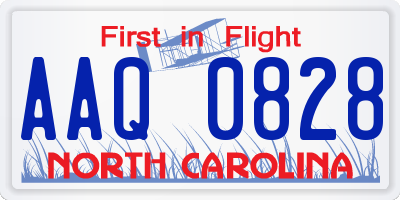 NC license plate AAQ0828