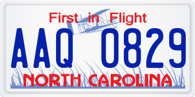 NC license plate AAQ0829