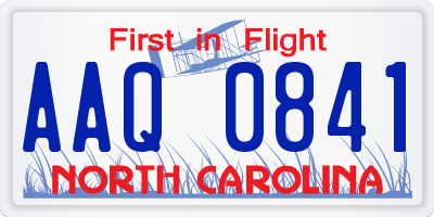 NC license plate AAQ0841
