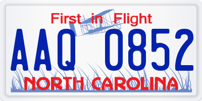 NC license plate AAQ0852