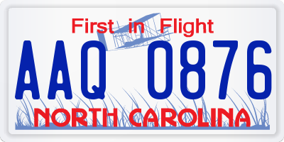 NC license plate AAQ0876