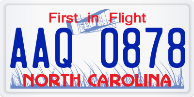 NC license plate AAQ0878
