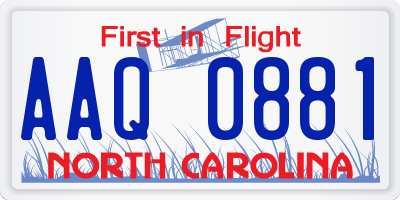 NC license plate AAQ0881