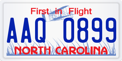 NC license plate AAQ0899