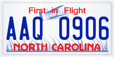 NC license plate AAQ0906