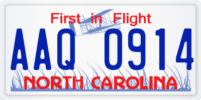 NC license plate AAQ0914