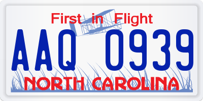 NC license plate AAQ0939