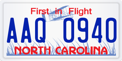 NC license plate AAQ0940