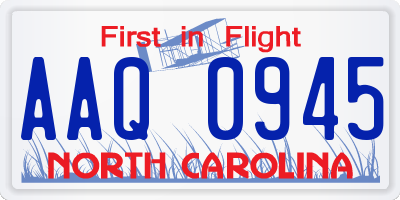 NC license plate AAQ0945