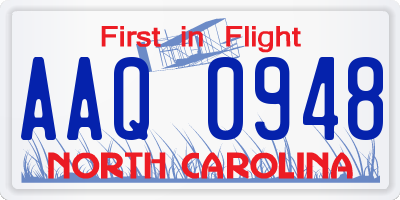 NC license plate AAQ0948