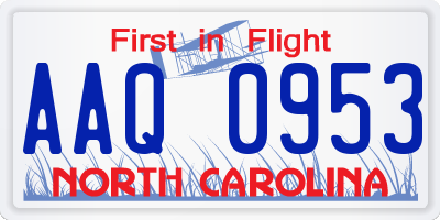 NC license plate AAQ0953