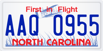 NC license plate AAQ0955