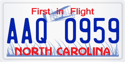 NC license plate AAQ0959