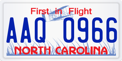 NC license plate AAQ0966