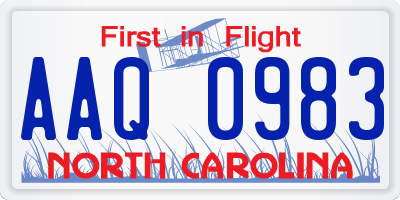 NC license plate AAQ0983
