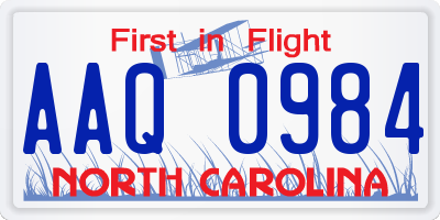 NC license plate AAQ0984