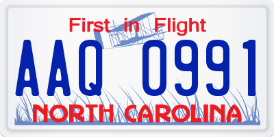 NC license plate AAQ0991