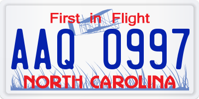 NC license plate AAQ0997