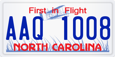 NC license plate AAQ1008