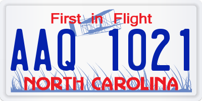 NC license plate AAQ1021
