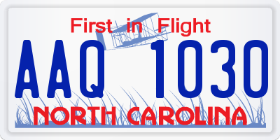 NC license plate AAQ1030