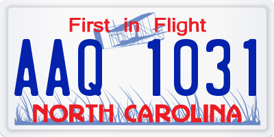 NC license plate AAQ1031
