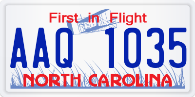NC license plate AAQ1035