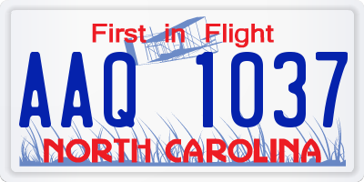 NC license plate AAQ1037
