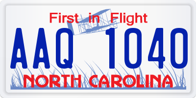 NC license plate AAQ1040