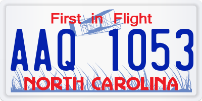 NC license plate AAQ1053
