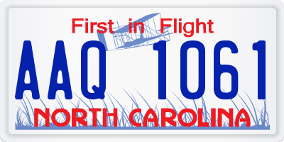 NC license plate AAQ1061