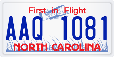 NC license plate AAQ1081