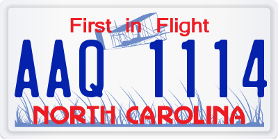 NC license plate AAQ1114