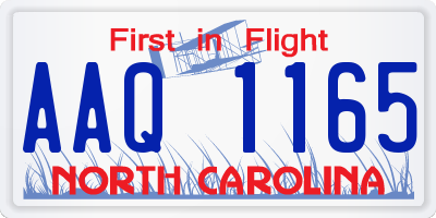 NC license plate AAQ1165