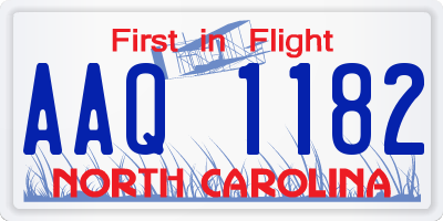 NC license plate AAQ1182