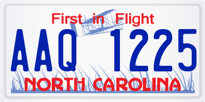 NC license plate AAQ1225