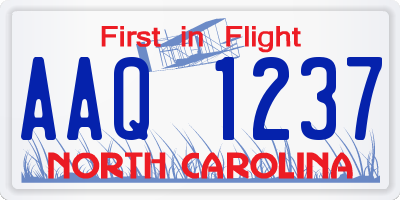 NC license plate AAQ1237