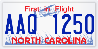 NC license plate AAQ1250