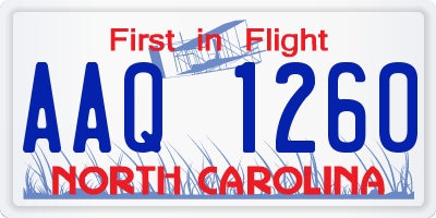 NC license plate AAQ1260